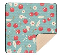 Cherry Teal Soft Thick Baby Playmat for Floor Waterproof Foldable Infant Play Mat for Babies Infants Toddlers, 50'' x 50''con Musica para Bebes