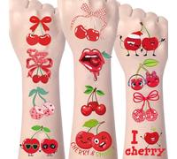 Cherry Temporary Tattoos Stickers Kids - 232 Pcs Fruit Themed Birthday Waterproof Fake Tattoo Gifts For Boys Girls Funny Party Decorations Bag Fillers Favors Supplies