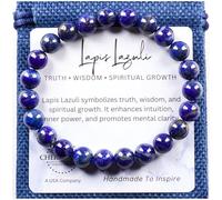 Cherry Tree Collection Gemstone Beaded Bracelets for Women Men Small Medium Large 8mm Round Beads, Large, Stone, Lapis Lazuli