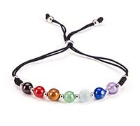 Cherry Tree Collection Natural Gemstone Chakra Bracelet | Adjustable Size Nylon Cord | 6mm Beads, Silver Spacers | 5"-6.5", M, Stone