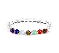 Cherry Tree Collection Natural Genuine Gemstone Chakra Stretch Bracelet | 6mm Beads, Sterling Silver Spacers | Men/Women | Small, Medium, Large Sizes, L, Stone, Agate