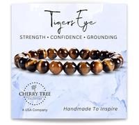 Cherry Tree Collection - Small, Medium, Large - Beaded Bracelets for Women, Men and Teens - 8mm Round Beads, Large, Stone, Tiger's Eye