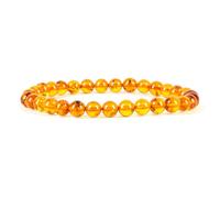 Cherry Tree Collection - Small, Medium, Large Sizes - Gemstone Beaded Bracelets For Women and Men - 6mm Round Beads, S, Elastic String, Amber