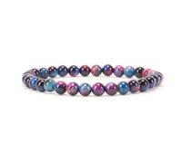Cherry Tree Collection - Small, Medium, Large Sizes - Gemstone Beaded Bracelets For Women and Men - 6mm Round Beads, S, Rubber, pink and blue tiger's eye