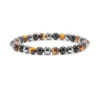 Cherry Tree Collection - Small, Medium, Large Sizes - Gemstone Beaded Bracelets For Women and Men - 6mm Round Beads, M, Gemstone, tigers eye, hematite, black obsidian