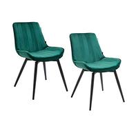 Cherry Tree Furniture Cala SET OF 2 Pine Green Colour Velvet Fabric Desk Chairs/Dining Chairs