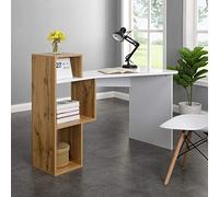 Cherry Tree Furniture Mason White High Gloss Desk with Oak Effect Shelves