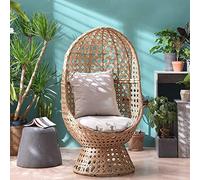 Cherry Tree Furniture Rattan Effect Cocoon Swivel Chair, Garden Egg Chair