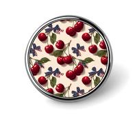 Cherry U.S. Flag Bow Round Brooch Pin Lapel Pins Tie Suit Dress Accessories for Men Women Wedding Birthday