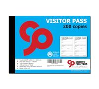 Cherry Visitor Pass A5 | 200 Passes per Book | 100 Sheets of 80gsm Paper | Perforated Twice for Easy Removal | Made in the UK | Professional Visitor Management Pad