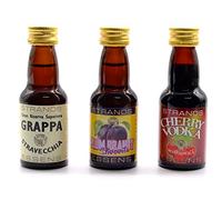 Cherry Vodka + Plum Brandy + Grappa Flavouring Set 3 x 25ml - Alcohol-Free Essence for Homemade Spirits and Liqueurs
