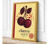 Cherry with Japanese Text Canvas Wall Art Print 24x16 Inch (61 x 41 cm)