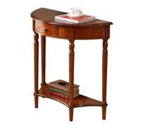 Cherry Wood Grain Half-Moon Console Table - 2-Tier Entryway Table with Drawer & Shelf ge Style Sofa Table for Living Room & Home Furniture (800x350x800mm)
