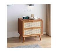 Cherry Wood Nightstand Sturdy Solid Wood Structure Rattan Night Tables for Bedroom Spacious Storage 35x40cm (13.8x15.7in) Stylish & Design