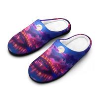 Cherry1 Blossoming Moon Mens Slippers Memory Foam Winter Warm Sandals Slip On House Shoes Size 7-14