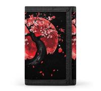 Cherry1 Flower Blossoming Sun Men's Wallets Trifold Women Purse with Coin Pocket 8 Card Slots Keyring Photo Window