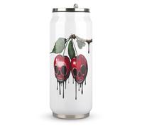Cherry1 with Skull Blood Dripping Can Shaped Mug Insulated Stainless Steel Coffee Cup with Lid and Straw 300/500ML