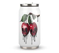 Cherry1 with Skull Blood Dripping Can Shaped Mug Insulated Stainless Steel Coffee Cup with Lid and Straw 300/500ML