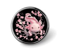 Cherry1Flower Axolotl Round Lapel Pins Button Brooch Pin Badge Clothes Accessories for Men Women