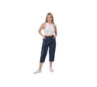 CherryBerry Women Ladies Elasticated Cotton Stretch Capri Cropped 3/4 Trousers UK 10-22 Size (623-BLUE-10)