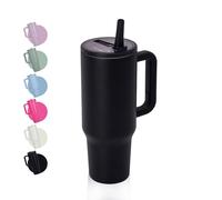 CherryKelly 40oz (1200ml) Tumbler with Handle & Flip Straw | Stainless Steel Travel Coffee Mug | Insulated Thermal Cup | Hot & Cold Drinks Water Bottle | BPA-Free - Black
