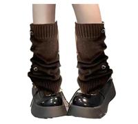 CHERSE Womens Leg Socks with Button Retro Knit Y2K Leg Warmers Vintage High Leg Knee Warmer Socks 80s Outfit for Women Party, Coffee, Standard