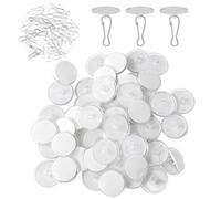 Chersun 100 Pcs Ceiling Hooks Self Adhesive, 2cm Small Clear Sticky Hooks No Drill Removable Round Ceiling Hook Hanger with Metal Hook for Wedding Hanging Festival Party Christams Ceiling Decorations
