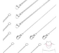Chersun 6PCS Silver Necklace Chains for Jewellery Making Stainless Steel Chain Bulk 1.5/2.4mm Thin Sterling Silver Plated Charm Bracelet Necklace Chain for Diy Crafts Pendant Making