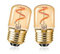 Chersun Dimmable E27 T28 LED Night Light Bulbs 2 Pack, 1.5W 150LM Amber Glass 2200K Ultra Warm White, 30%-100% Smooth Dimming, Pygmy Vintage Edison Screw Bulb, Flicker-Free, Energy Saving