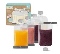 Cherub Baby 5 Pack Silicone Reusable Baby Food Squeeze Pouches, 180ml/6oz | Mess-Free Double Zip-Lock LFGB Silicone Weaning Pouches | Microwave Safe Fruit Puree & Refillable Breast Milk Pouches
