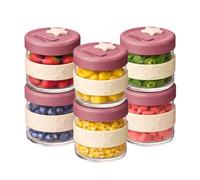 Cherub Baby 6x 120ml Glass Storage Containers with Food Grade Silicone Lids, Thermal Shock Resistant, Baby Weaning Food Pots & Overnight Oats Jars, Airtight Lids, Microwavable, Freezer & Oven Safe