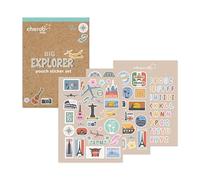 Cherub Baby Dishwasher Safe Stickers for Kids (130+ Counts) | Waterproof DIY Labels for Water Bottles, Lunchbox | 3 Sheets with Big Explorer Decals