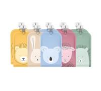 Cherub Baby Refillable Food Pouches 10 Pack 150ml Leakproof Freezer Safe BPA-Free Squeeze Bags for Toddler Baby Snacks Reusable Easy Fillable Animal Printed Pouch for Homemade Smoothies Purees Yoghurt