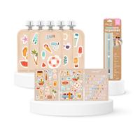 Cherub Baby Reusable Customisable Food Pouches and Organiser Bundle | 5-Pack Refillable Weaning Bags with 3 Tracking Sticker Sheets & Space-Saving Fridge Rack