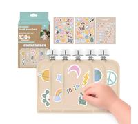 Cherub Baby Reusable Food Pouches 5-Pack (150ml) | Make Mealtime Fun with 130+ Custom Stickers | Mess-Free, BPA-Free Squeeze Bags for Toddler Snacks, Yoghurt & Smoothies | RetroRainbow