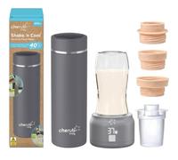 Cherub Baby Warm & Cool Travel Feeding Bundle | Cordless USB Rechargeable Bottle Warmer with 4 Temp Settings & Rapid 40-Sec Bottle Cooler | Includes 3 Adaptors for UK Bottles