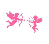 Cherub Cupid icon Set with Bows Fine Carving Decals 34x58.1cm Store Decoration Pink