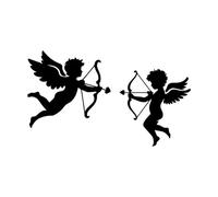 Cherub Cupid icon Set with Bows Wall Decals 34x58.1cm Personalized Customization Black