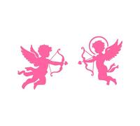 Cherub Cupid icon Set with Bows Wall Decals 54.4x106.9cm Art Mural Painting Pink