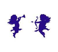 Cherub Cupid Silhouettes Angels with Love Arrows Fine Carving Decals 47.6x86.7cm Can Modify and add Information DarkBlue