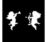 Cherub Cupid Silhouettes Angels with Love Arrows Fine Carving Decals 47.6x86.7cm Multi Color Selection White