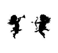 Cherub Cupid Silhouettes Angels with Love Arrows Fine Carving Decals 47.6x86.7cm Removable Without Leaving Glue Black