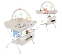 Cherub Foldable Changing Table with Storage - Nursery Furniture for Newborn Baby with Lockable Wheels, Toy Stand, 3 Levels Height Adjustment - Portable Changing Unit