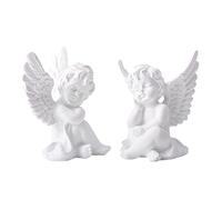 Cherub Resin Statue Sculpture Baby Angel Figure Cute Garden Miniature Cherubs Figurine White Angel Ornaments Figurines Decorative 2PCS