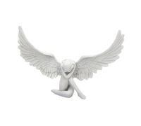 Cherub Statue Resin European Design Decoration with Feathers for Home Decoration, Creative Cherub Sculpture for Desk, Living Room & Office