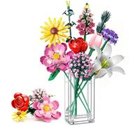 Cherubfunz Flowers Building Blocks Set, 10 Style Home Decor Plant Building Kit, Botanical Collection Never-Fading Flowers Bouquet for Kids Adults Girls Women Valentines Mothers Day Birthday - 699 PCS