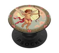 Cherubic Figure With A Garland Of Tiny Red Flowers PopSockets Adhesive PopGrip