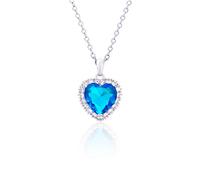 CHERUBIC Titanic Heart of the Ocean Necklace, Forever Love Heart Necklace Pendant Shining Crystal Zircon Jewelry Gifts For Women