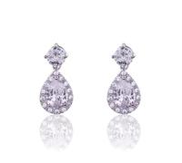 CHERUBIC Women Teardrop Drop Earrings Halo Round Cut White Gold Plated Cubic Zirconia Crystal Elegant Pear Dangle Earrings Jewelry