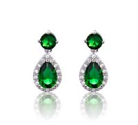 CHERUBIC Women Teardrop Drop Earrings Halo Round Cut White Gold Plated Cubic Zirconia Crystal Elegant Pear Dangle Earrings Jewelry